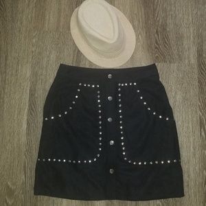 New Boho Suede Black Skirt